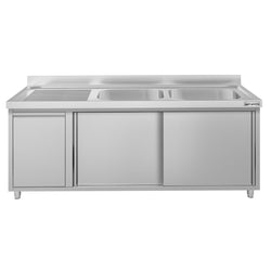 Szafka zlewozmywakowa ECO – 1800 x 600 mm – z koszem na śmieci i 2 zlewami po prawej stronie