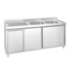 Szafka zlewozmywakowa PREMIUM – 1800 x 600 mm – z pojemnikiem na odpady i zlewem 2-komorowym po prawej stronie