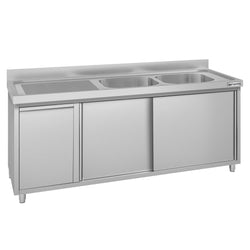 Szafka zlewozmywakowa ECO – 2000 x 600 mm – z koszem na śmieci i 2 zlewami po prawej stronie