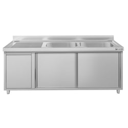 Szafka zlewozmywakowa ECO – 2000 x 600 mm – z koszem na śmieci i 2 zlewami po prawej stronie