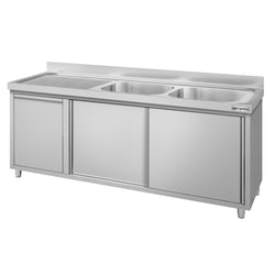 Szafka zlewozmywakowa ECO – 2000 x 700 mm – z koszem na śmieci i 2 zlewami po prawej stronie