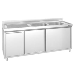 Szafka zlewozmywakowa PREMIUM – 2000 x 700 mm – z koszem na śmieci i 2 zlewami po prawej stronie