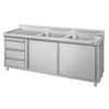 Szafka zlewozmywakowa ECO – 2000 x 700 mm – z 3 szufladami i 2 zlewami po prawej stronie