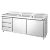 Szafka zlewozmywakowa PREMIUM – 2000 x 600 mm – z 3 szufladami i 2 zlewami po prawej stronie