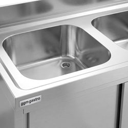 Szafka zlewozmywakowa ECO – 1400 x 700 mm – z 3 szufladami i 2 zlewami po lewej stronie