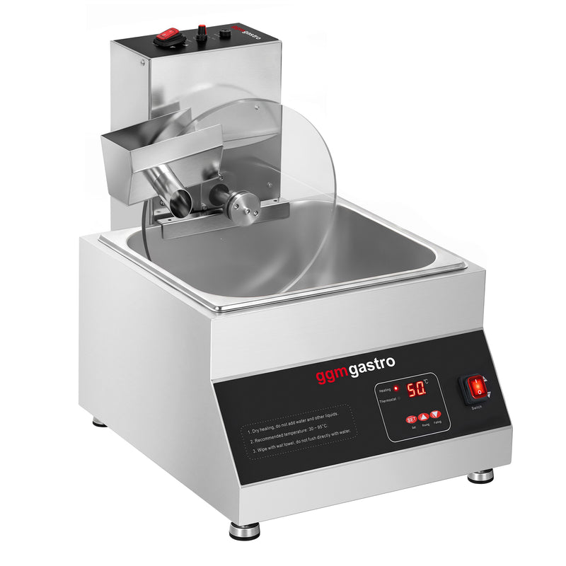 Urządzenie do topienia czekolady – 8 kg – 1,06 kW – z automatycznym mieszadłem z wylotem, zdjęcie 1 z 9