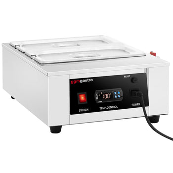 Urządzenie do topienia czekolady - 2x 1/3 GN - 1,5 kW - w zestawie 2 pokrywki i 2 pojemniki GN 1/3 - Prime Gastro