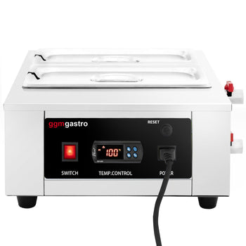 Urządzenie do topienia czekolady - 2x 1/3 GN - 1,5 kW - w zestawie 2 pokrywki i 2 pojemniki GN 1/3 - Prime Gastro