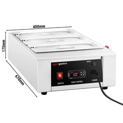 Topiarka do czekolady - 3x GN 1/3 - 1,5kW - w zestawie: 3 pokrywy i 3 pojemniki GN 1/3