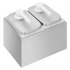 Dozownik do sosów z pompką - 2x2L - 255x215x(h)325mm - Stal nierdzewna AISI 304 i polipropylen - 3-częściowy - z pojemnikiem - ze stelażem ze stali nierdzewnej - regulowana dawka