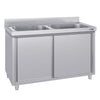 Szafka zlewozmywakowa ECO - stal nierdzewna AISI 304 - 1600x600mm - z 2 komorami środkowa