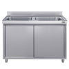 Szafka zlewozmywakowa ECO - stal nierdzewna AISI 304 - 1400x600mm - z 2 komorami środkowa