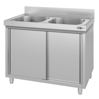 Szafka pod zlewozmywak ECO - 1000 x 600 mm - z 2 komorami pośrodku - Prime Gastro