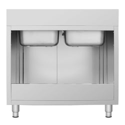 Szafka zlewozmywakowa ECO - stal nierdzewna AISI 304 - 1000x700mm - z 2 komorami środkowa