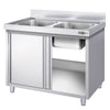 Szafka zlewozmywakowa PREMIUM - stal nierdzewna AISI 304 - 1000x700mm - z 2 komorami środkowa