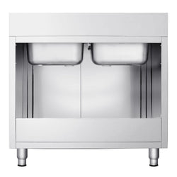 Szafka zlewozmywakowa PREMIUM - stal nierdzewna AISI 304 - 1200x700mm - z 2 komorami środkowa