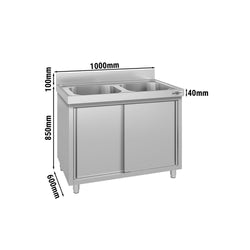 Szafka pod zlewozmywak ECO - 1000 x 600 mm - z 2 komorami pośrodku