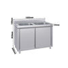 Szafka zlewozmywakowa ECO - stal nierdzewna AISI 304 - 1000x600mm - z 2 komorami środkowa