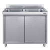 Szafka zlewozmywakowa ECO - stal nierdzewna AISI 304 - 1000x700mm - z 2 komorami środkowa