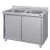 Szafka zlewozmywakowa ECO - stal nierdzewna AISI 304 - 1000x700mm - z 2 komorami środkowa