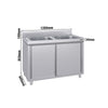 Szafka zlewozmywakowa ECO - stal nierdzewna AISI 304 - 1200x600mm - z 2 komorami środkowa