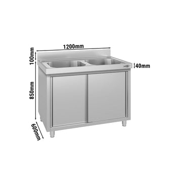 Szafka pod zlewozmywak ECO - 1200 x 600 mm - z 2 komorami pośrodku - Prime Gastro