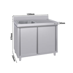 Szafka zlewozmywakowa ECO – 1200 x 700 mm – ze zlewem 1-komorowym po lewej stronie