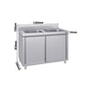 Szafka zlewozmywakowa ECO - stal nierdzewna AISI 304 - 1200x700mm - z 2 komorami środkowa