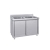 Szafka zlewozmywakowa ECO - stal nierdzewna AISI 304 - 1200x700mm - z 2 komorami środkowa