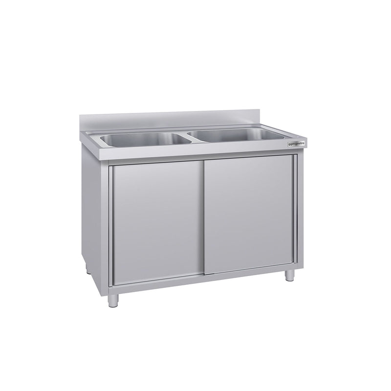 Szafka zlewozmywakowa ECO - stal nierdzewna AISI 304 - 1200x700mm - z 2 komorami środkowa
