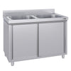 Szafka zlewozmywakowa ECO - stal nierdzewna AISI 304 - 1200x700mm - z 2 komorami środkowa