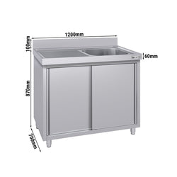 Szafka zlewozmywakowa ECO – 1200 x 700 mm – ze zlewem 1-komorowym po prawej stronie