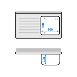 Szafka zlewozmywakowa ECO – 1200 x 700 mm – ze zlewem 1-komorowym po prawej stronie