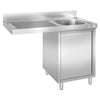 Szafka zlewozmywakowa do zmywarek – 1200 x 700 mm – ze zlewem 1-komorowym po prawej stronie