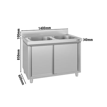 Szafka pod zlewozmywak ECO - 1400x600 mm - z 2 komorami pośrodku - Prime Gastro