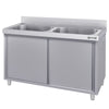 Szafka zlewozmywakowa ECO - stal nierdzewna AISI 304 - 1400x700mm - z 2 komorami środkowa