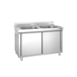Szafka zlewozmywakowa PREMIUM - stal nierdzewna AISI 304 - 1400x700mm - z 2 komorami środkowa