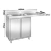 Sink cabinet for dishwashers – 1400 x 700 mm – with 1-bowl sink on the left side, image 2 of 8