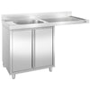 Sink cabinet for dishwashers – 1400 x 700 mm – with 1-bowl sink on the left side, image 3 of 8