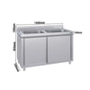 Szafka zlewozmywakowa ECO - stal nierdzewna AISI 304 - 1600x700mm - z 2 komorami środkowa