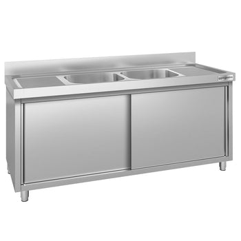 Szafka pod zlewozmywak ECO - 1800x600 mm - z 2 komorami pośrodku - Prime Gastro
