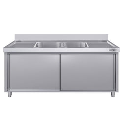 Szafka zlewozmywakowa ECO - stal nierdzewna AISI 304 - 2000x700mm - z 2 komorami środkowa