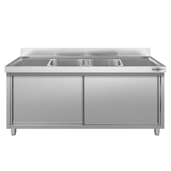 Szafka pod zlewozmywak ECO - 1800x600 mm - z 2 komorami pośrodku - Prime Gastro