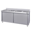 Szafka zlewozmywakowa ECO - stal nierdzewna AISI 304 - 1800x600mm - z 2 komorami środkowa