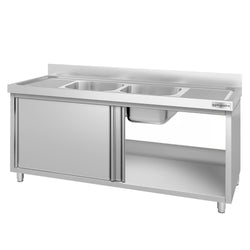 Szafka zlewozmywakowa ECO - stal nierdzewna AISI 304 - 2000x700mm - z 2 komorami środkowa