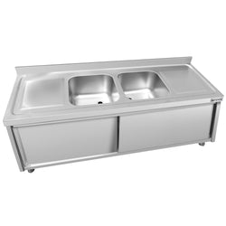 Szafka zlewozmywakowa ECO - stal nierdzewna AISI 304 - 2000x700mm - z 2 komorami środkowa