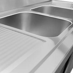 Szafka zlewozmywakowa ECO - stal nierdzewna AISI 304 - 1800x700mm - z 2 komorami środkowa