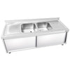 Szafka zlewozmywakowa PREMIUM - stal nierdzewna AISI 304 - 1800x600mm - z 2 komorami środkowa