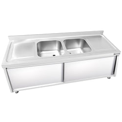 Szafka zlewozmywakowa PREMIUM – 2000 x 700 mm – z 2 zlewami umieszczonymi pośrodku