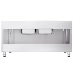Szafka zlewozmywakowa PREMIUM - stal nierdzewna AISI 304 - 1800x600mm - z 2 komorami środkowa